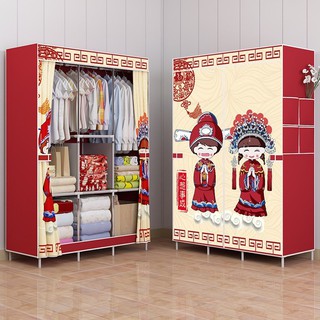 Tủ Vải 💖FREE SHIP💖Đựng Quần Áo 3D 1 Buồng 2 Ngăn,  Áo Vải Họa tiết đẹp mắt-Khung sắt cao cấp chống gỉ