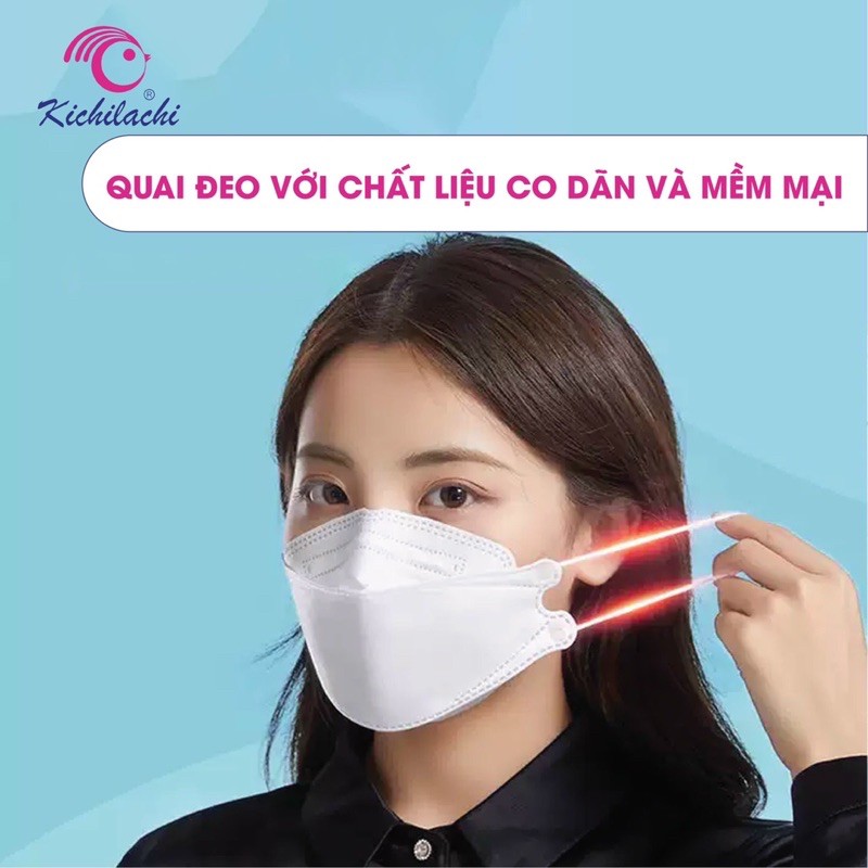 Khẩu trang Kichi 4D Mask kháng khuẩn an toàn [Set 5 chiếc][Cam kết hàng chính hãng]