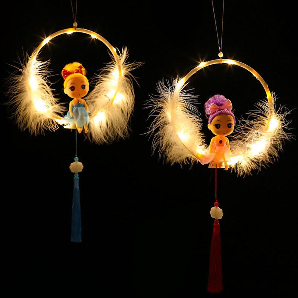 1 Lồng Đèn LED Hình Thỏ Và Mặt Trăng Có Tua Rua Dùng Để Trang Trí Tiệc Cưới / Lễ Hội