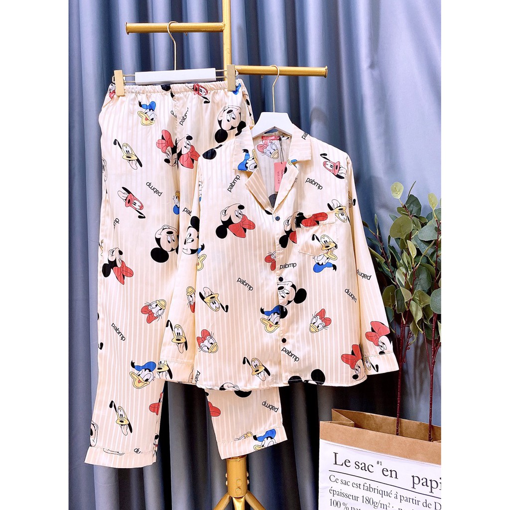 [ Mẫu 1-20] Bộ Pijama Chất Lụa Gấm Đẹp, Tay Dài Quần Dài -  Shop đồ bộ giá rẻ- Mẫu 1-20