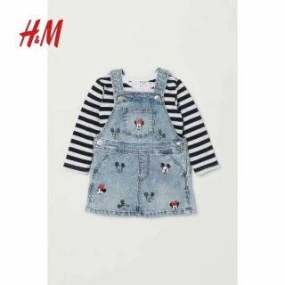 Set yếm hm kẻ mickey 1-5y