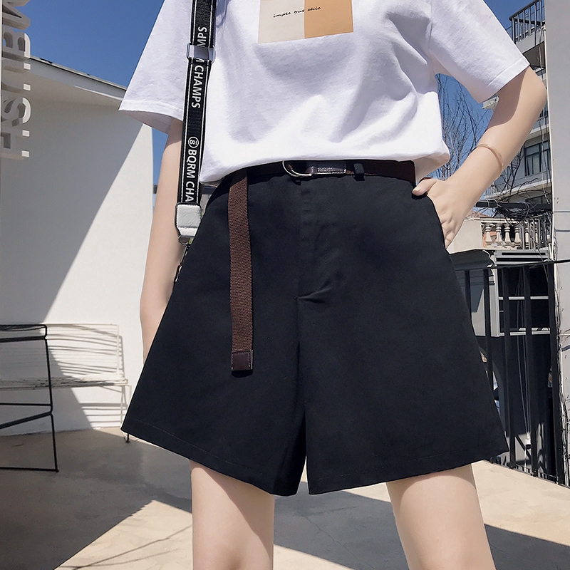 SUXI Quần short lưng cao phong cách Hàn Quốc thời trang năng động cho nữ