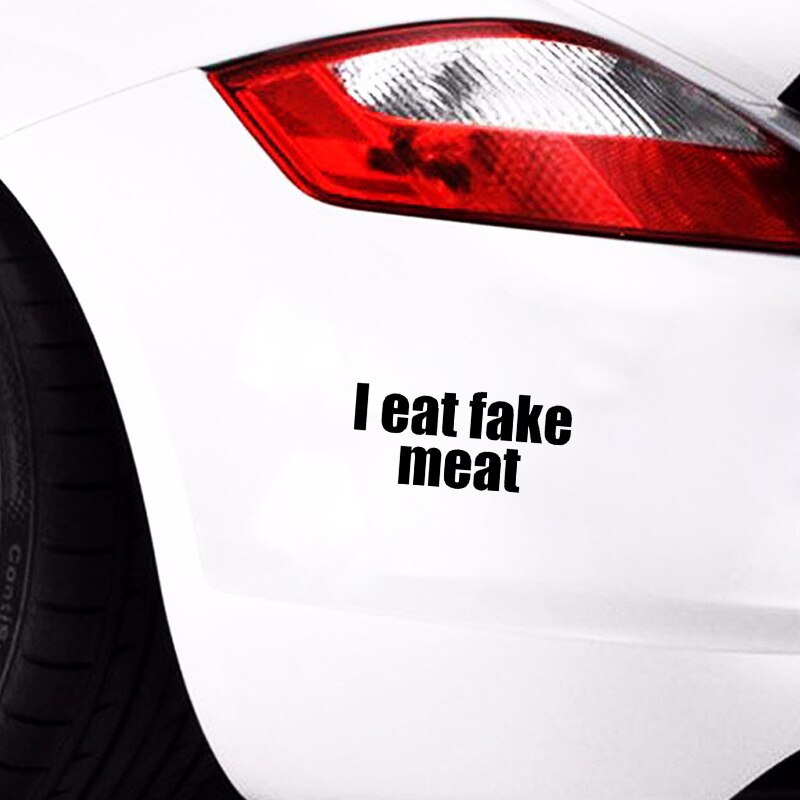 Decal dán trang trí xe hơi họa tiết I Eat Fake Meat bằng chất liệu Vinyl màu bạc/đen kích thước 14.5CM*6.6CM