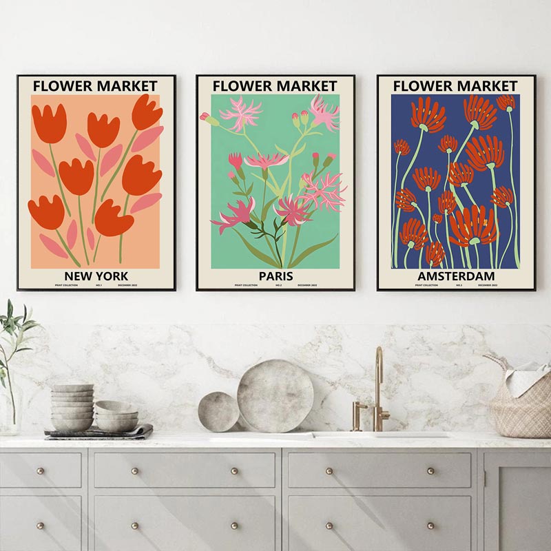 Tranh Vải Bạt Treo Tường In Hình Hoa Trừu Tượng Trang Trí Nhà Cửa