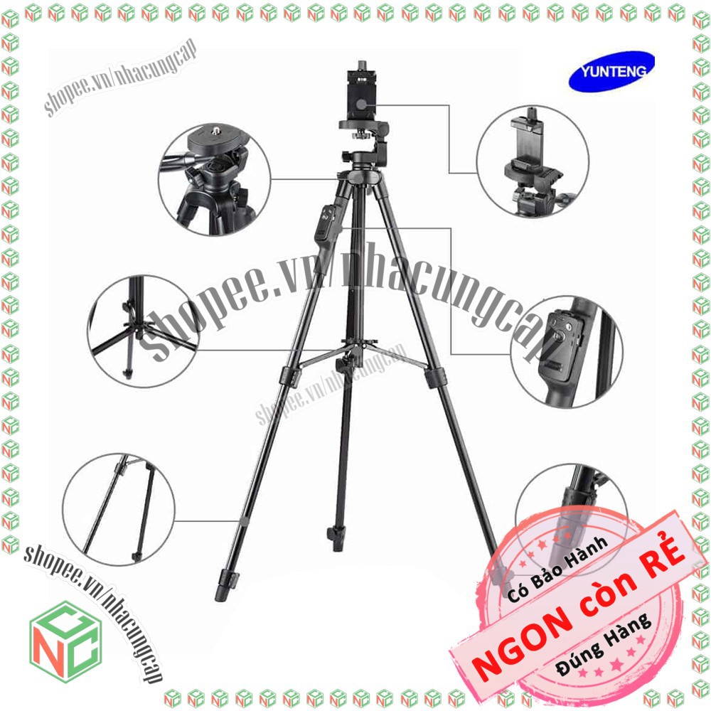 Chân Tripod Yunteng 5208 Cho Máy Ảnh Và Điện Thoại Chống Rung Cho Ảnh Chất Lượng - NLM-Yunteng5208