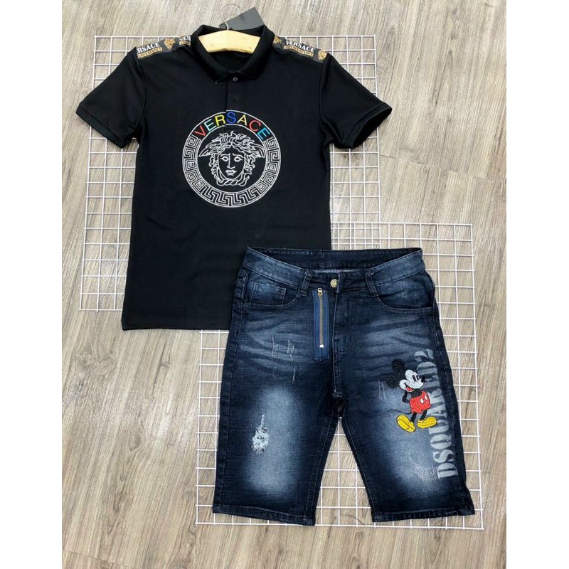 Áo thun nam nữ VERSACE thêu mặt người cổ bẻ- hàng thật vải xịn cotton 💯 co dãn 4 chiều thoáng mát -đẳng cấp hàng hiệu