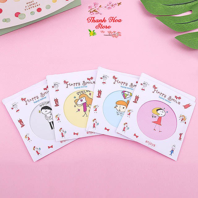 Gương mini cầm tay bỏ túi thời trang Hàn Quốc cute, siêu rẻ, đẹp