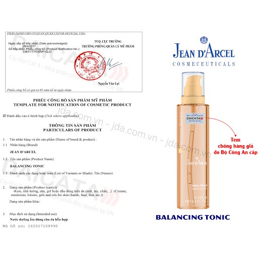 [HÀNG CÔNG TY] Nước Cân Bằng Nước Hoa Hồng Toner Cho Da Thường Và Da Hỗn Hợp Jean D’Arcel Balancing Tonic 250ml/500ml