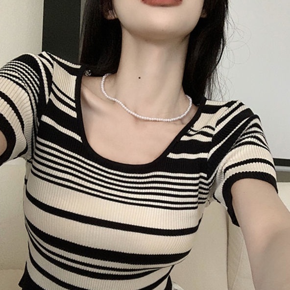 Áo Thun NgắN Tay Kẻ SọC Đơn GiảN Cho Nữ JL-TX-259