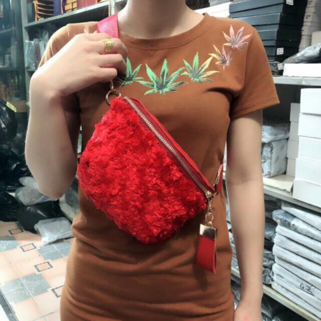 Freeship 99k TQ_Túi đeo chéo bao tử lông thú mới 2018