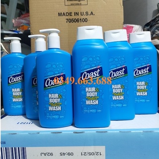 Sữa tắm - gội dành cho nam coast hair & body 946ml của mỹ