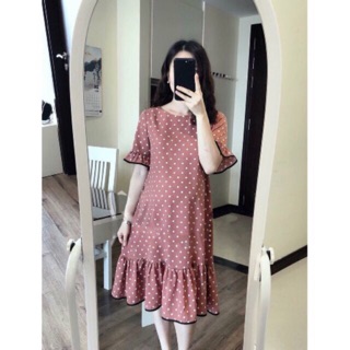Đầm bầu chấm bi tay lỡ vải mango cực mát