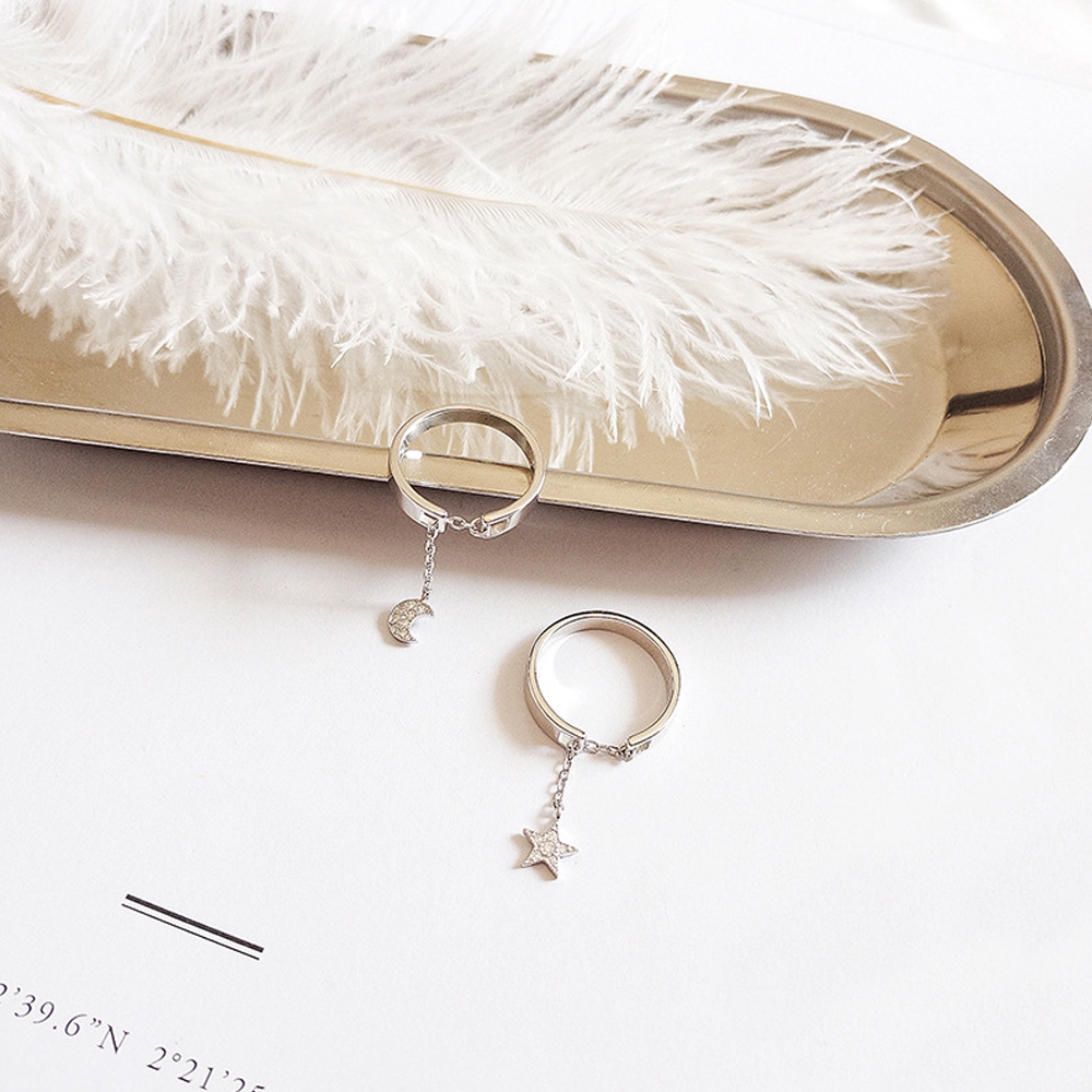 Nhẫn Dạng Hở Hình Ngôi Sao / Mặt Trăng Xinh Xắn Cho Nữ