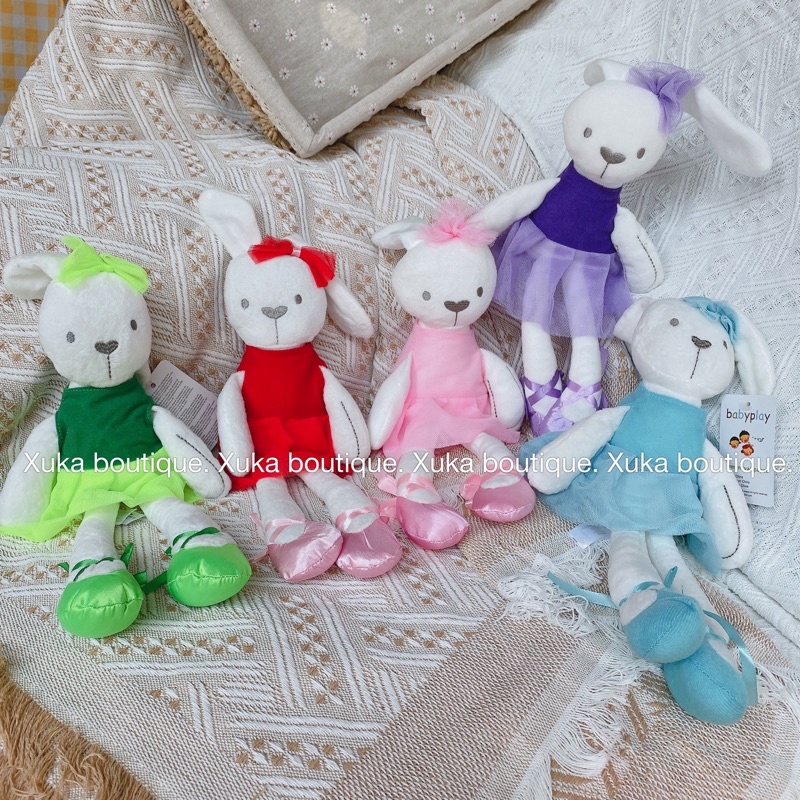 Búp Bê Thỏ Bông Mặc Váy Màu Hồng Đỏ Cam Xanh Tím [ DouDou Trấn An Con Ngủ Ngon]