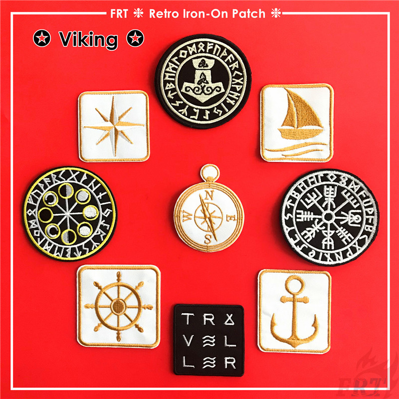 Miếng vá ủi thêu họa tiết phong cách thuyền buồm Viking