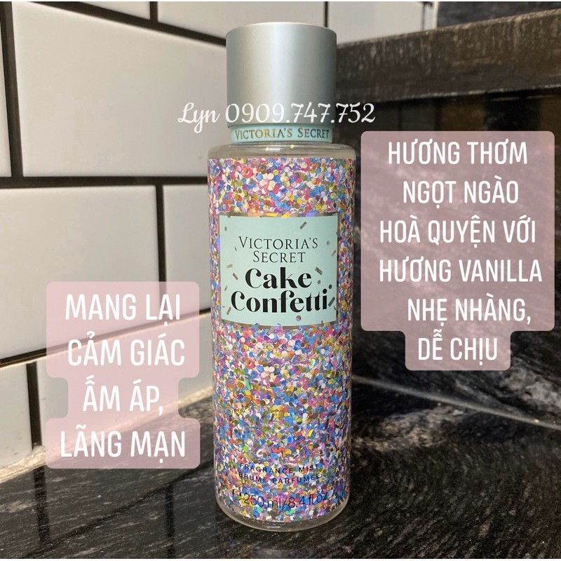 [Cake Confetti - 250ml] Nước Hoa Xịt Thơm Toàn Thân Victoria’s Secret Frangance Body mist VIC VS Limited