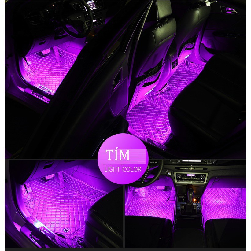 Độ đèn gầm ghế ô tô xe hơi bộ 48 led có điều khiển cảm ứng nhấp nháy âm thanh
