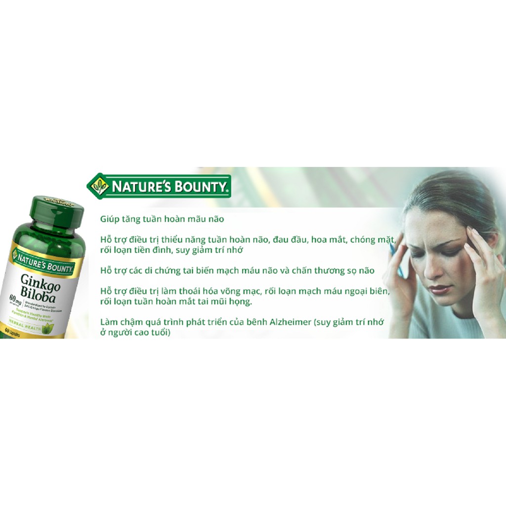 Viên uống bổ não Nature's Bounty Ginkgo Biloba 60mg 60 viên | BigBuy360 - bigbuy360.vn