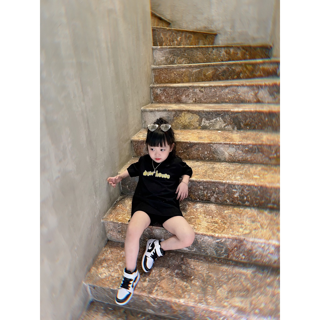 Áo thun tay lỡ Drew joy tee cho bé , áo phông cotton trẻ em unisex , Kid_genZ