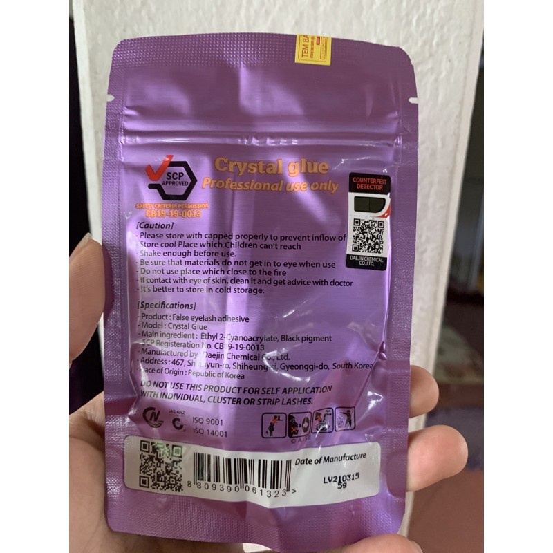 Keo Nối Mi Crystal Glue Tím Chính Hãng Hàn Quốc 5ml