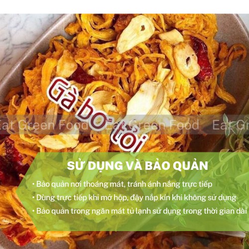 Khô Gà Bơ Tỏi, Cay Vừa, 300g Đồ Ăn Vặt Ngon Bá Cháy, Vệ Sinh An Toàn Thực Phẩm Eat Green Food