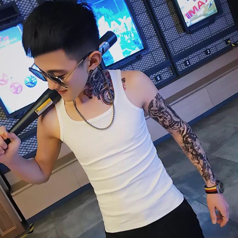 Áo vest nam cotton mùa hè thủy triều thể dục co giãn tank top với dây thấm mồ hôi bên trong mặc thao đáy quần