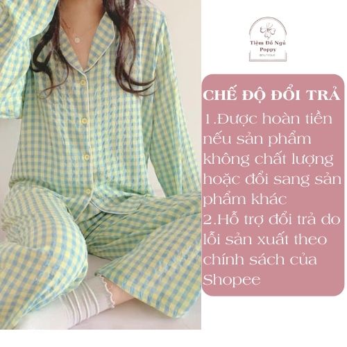 [ Qùa tặng dây cột tóc ] Pijama nữ chất liệu kate thái đẹp bộ ngủ dài tay hàn quốc  cao cấp đồ bộ nữ giá rẻ POPPY Caro | BigBuy360 - bigbuy360.vn