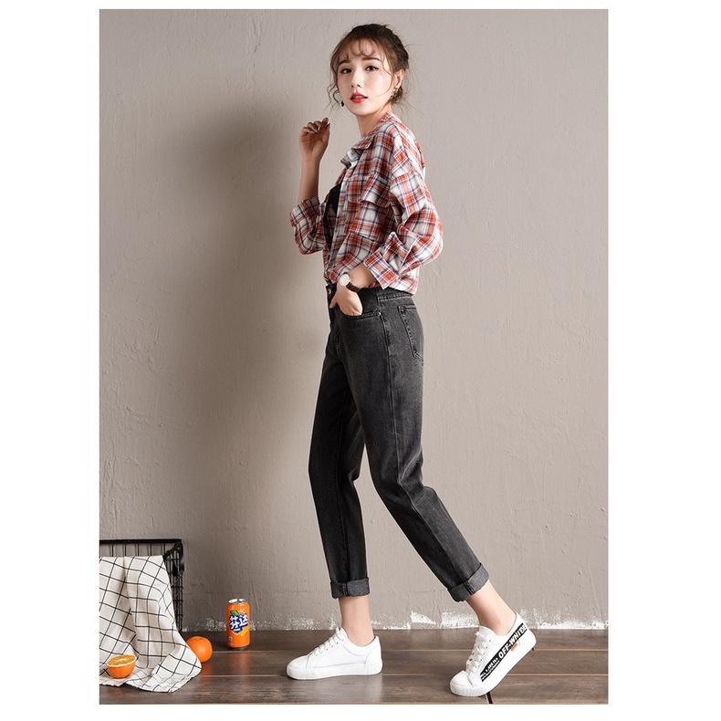 Q6003 - Quần baggy jean lưng cao nữ hàng nhập