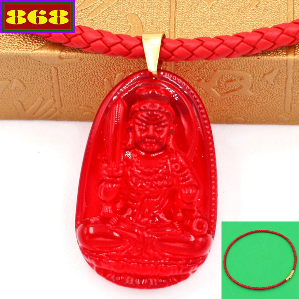 Vòng cổ dây da Bất động minh vương pha lê đỏ 3.6 cm DDOOVFLOB1 - Hộ mệnh tuổi Dậu