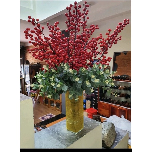 [Loại 1] Cành đào đông 12 nhánh cành đào đông có lá cành cherry trang trí bình hoa nhà cửa
