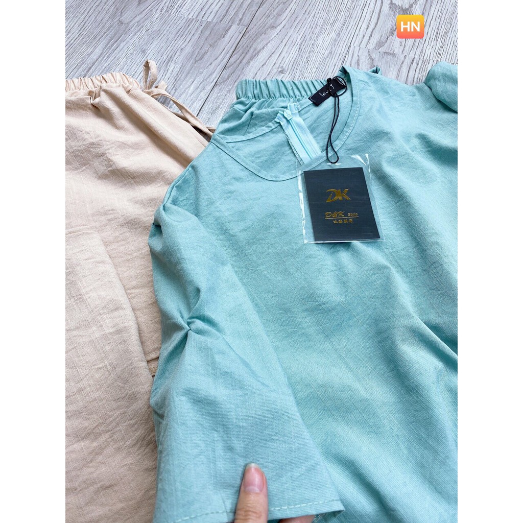 [Mã WASTCOOL giảm 15% tối đa 50K đơn 99K] bộ nữ quần đùi áo tay bồng chất đũi xước babi | BigBuy360 - bigbuy360.vn