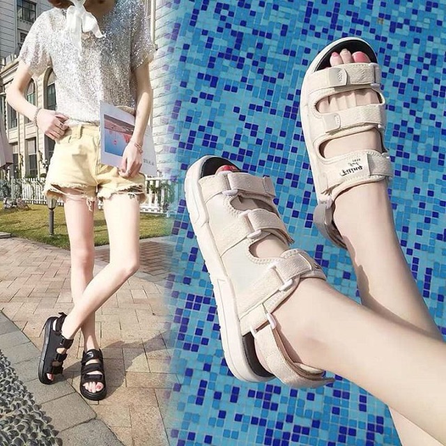 Sandal học sinh 3 quai dán chất vải siêu đẹp kèm cilp