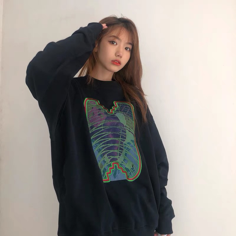 NRVP Áo Hoodie Dáng Rộng Thời Trang Hàn Quốc Đơn Giản Cá Tính Cho Nữ