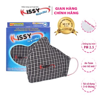 Khẩu Trang Kissy Người Lớn Cho Nam Caro Đen Trắng Size M
