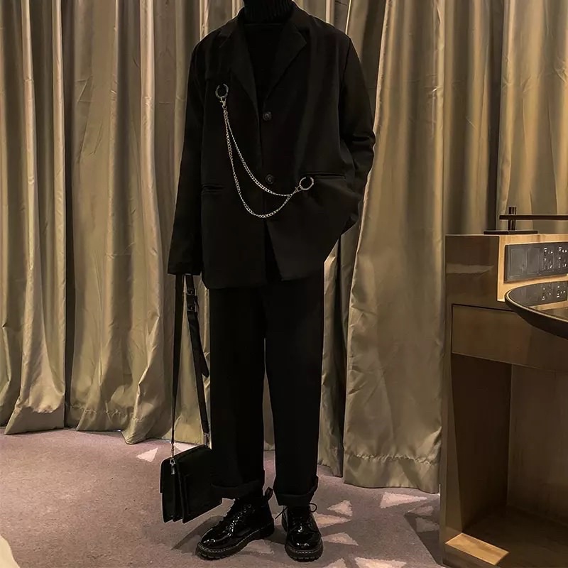 Áo Blazer Đen Khoác Vest Nam Nữ T-A-N Phong Cách Hàn AV018 Tặng Phụ Kiện+ghim băng unisex ulzzang siêu chất màu đen