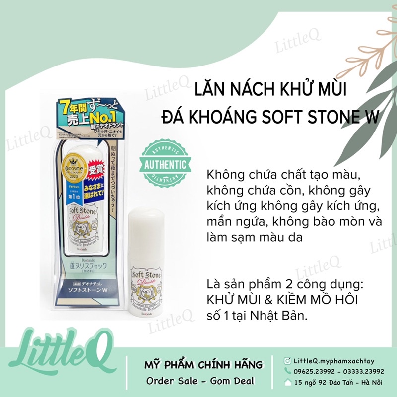 Lăn nách khử mùi Đá Khoáng Soft Stone W Trắng