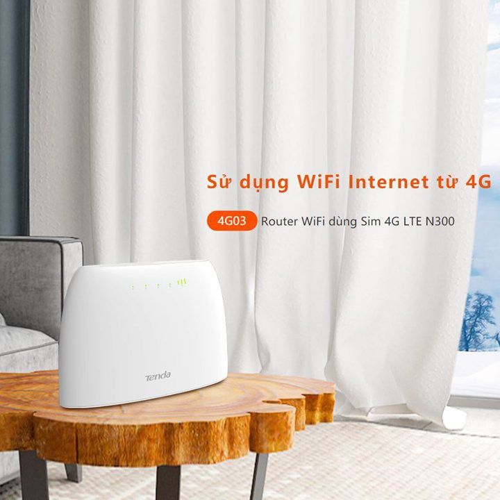 Bộ phát Wifi 4G Tenda 4G03 chuẩn N300 tốc độ 300Mbps. BH 24 tháng chính hãng