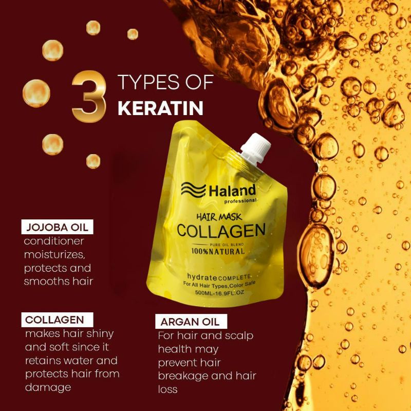 Kem hấp tóc Collagen Nhập khẩu Hà Land 500ml, kem hấp ủ phục hồi tái tạo sợi tóc