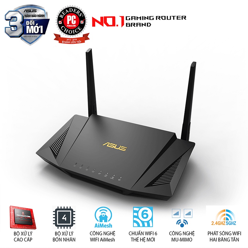Router Wifi Asus RT-AX56U Chuẩn AX1800 Dual Band WiFi 6 - Hàng Chính Hãng