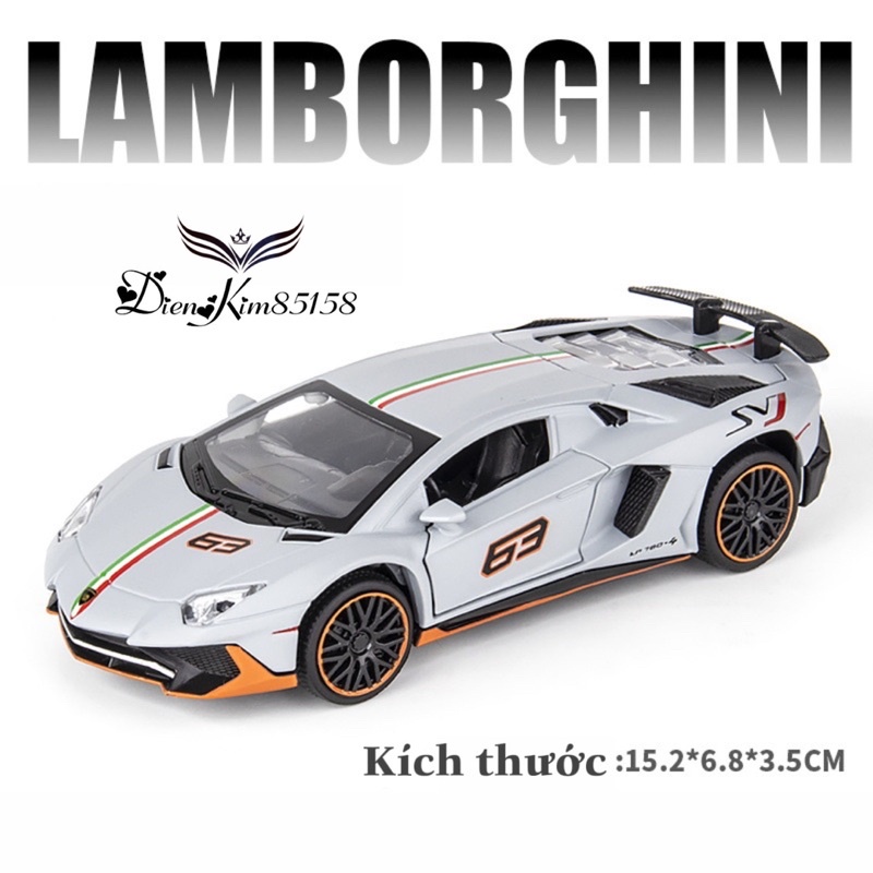 Đồ chơi xe LAMBORGHINI kim loại có đèn nhạc chạy cót