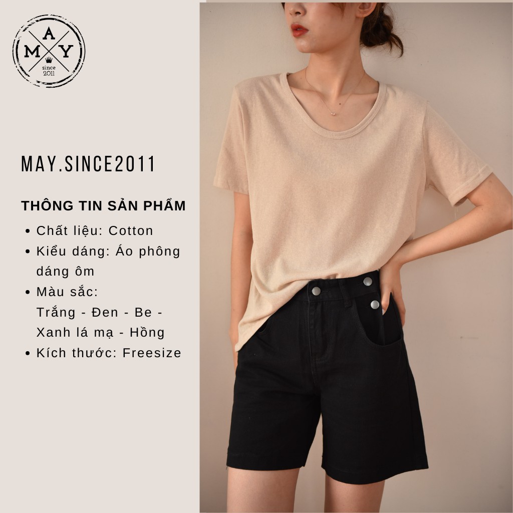 Áo Phông Giấy Trơn Nữ MAY.SINCE2011 Dáng Ôm Basic Chất Liệu Cotton Cho Nữ Đi Chơi, Đi Làm MAG05-0293