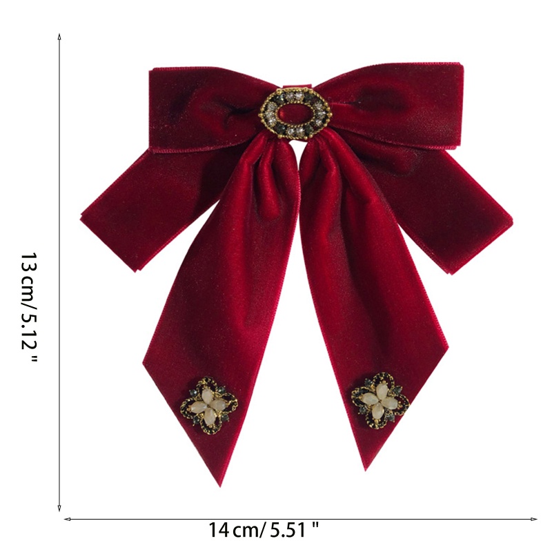 Cài Áo Nhung Đính Đá Hai Lớp Thắt Nơ Phong Cách Lolita Sang Trọng Cho Nữ