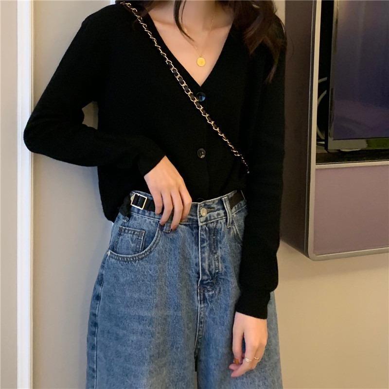 COZOK Áo khoác cardigan cổ chữ V form rộng phong cách Hàn Quốc