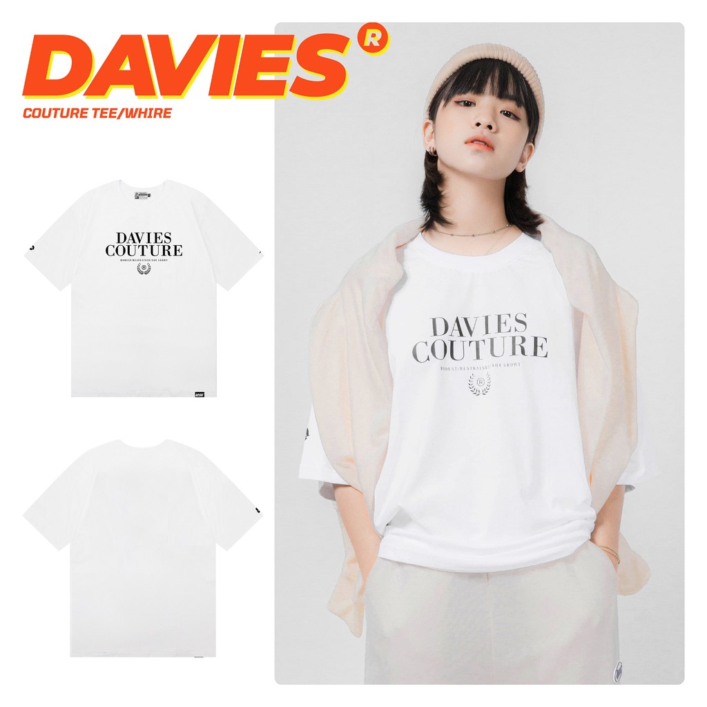 DAVIES - Áo phông nam form rộng tay lỡ màu trắng Couture - Áo thun basic tee | BigBuy360 - bigbuy360.vn