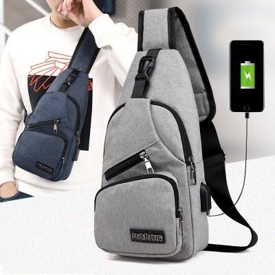 (Có 3 Màu) Túi đeo bụng balo USB vải cao cấp có công tai nghe và USB ( Tặng cáp sạc) | BigBuy360 - bigbuy360.vn