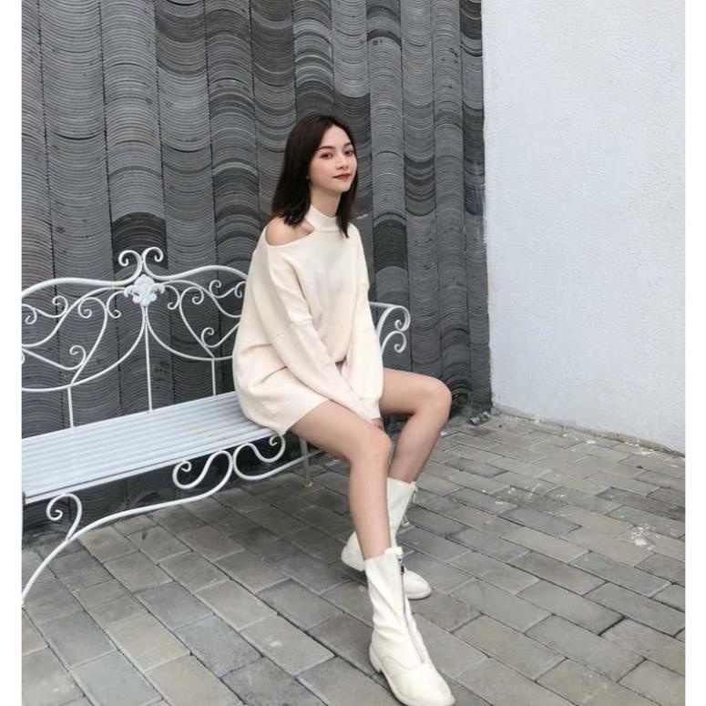 [Hàng Cao Cấp] Áo Nỉ Nữ Khoét Vai Dài Tay 2 Màu dưới 62kg - Dáng Trùm Mông Cá Tính G0114 | BigBuy360 - bigbuy360.vn