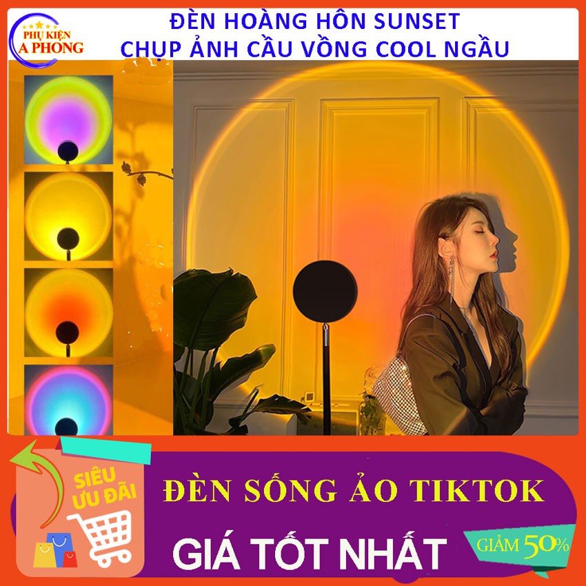 [Bán Chạy] Đèn Hoàng Hôn Cầu Vồng 4 Màu Sunset mic được hơn 10 màu, đèn chụp ảnh sống ảo tiktok cool ngầu