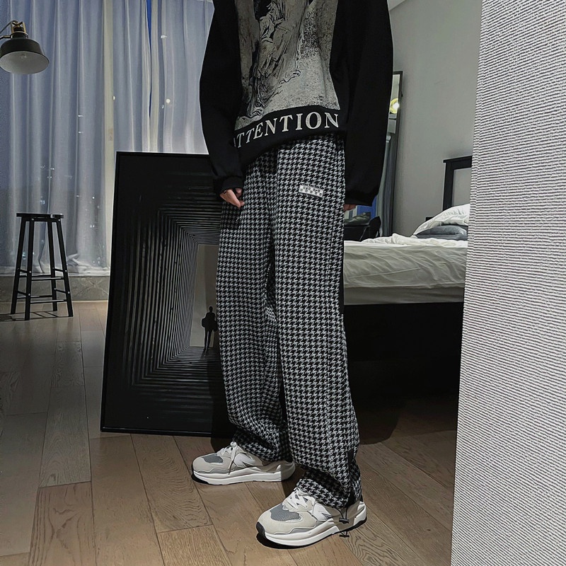 Quần dài in họa tiết răng sói cổ điển thoải mái mặc hàng ngày phong cách hip hop sành điệu cho nam size S-3XL