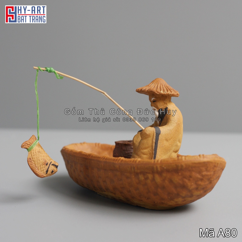 Tiểu cảnh hồ cá, trang trí bể cá cảnh, Lão ông câu cá mini mini trang trí chậu cây bonsai