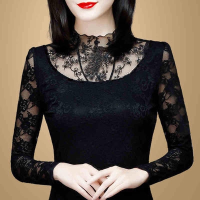Autumn Winter Women Slim V-neck Long-sleeved Lace Bottoming Large Size fashion Shirt | BigBuy360 - bigbuy360.vn